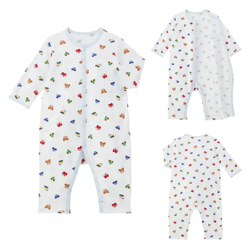 

Cartoon Cute Little Bear Car Full-Print Romper Baby Long-Sleeve Jumpsuit