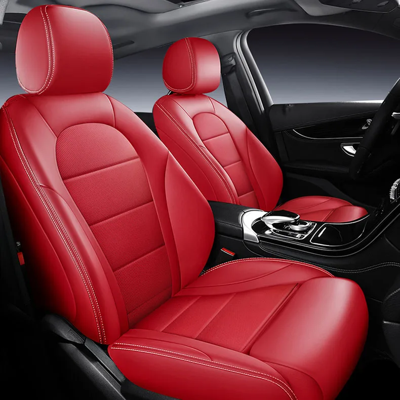 For Mercedes Benz GLC 2015 2016 2017 2018 2019 2020 2021 2022 Full Set Custom Fitted PU Leather Car Seat Covers Accessories