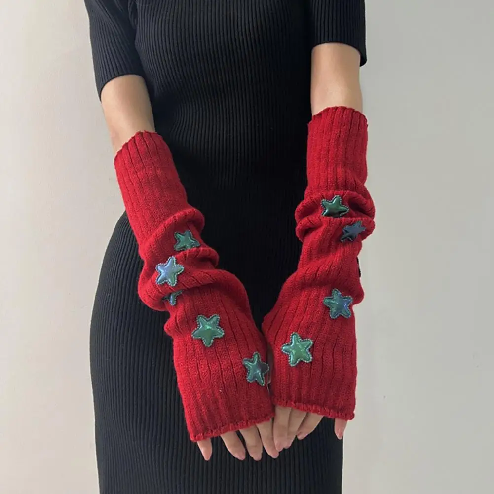 Fingerless Gloves for Women Girls, Gothic Lolita Style Striped Crochet Sleeves for Cosplay Costume And Daily Wear