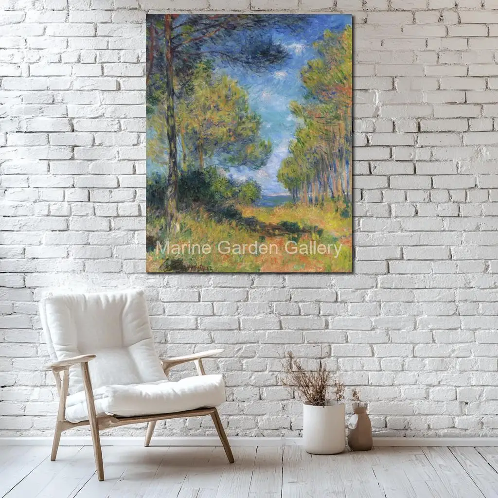 Countryside Landscape Claude Monet Painting Path Varengeville Impressionist Oil Hand Painted Canvas Art Modern Bathroom Decor