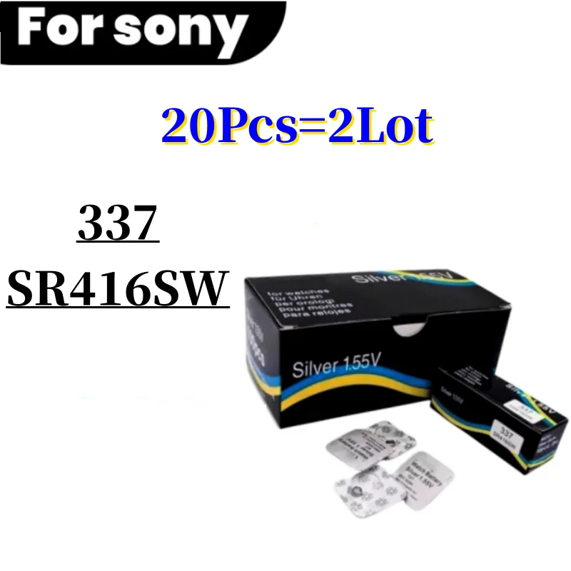 10-50 قطعة لسوني 337 SR416SW AG6 LR416 337A بطاريات خلية زر أكسيد الفضة لبطاريات ساعة سماعة الرأس LED #3
