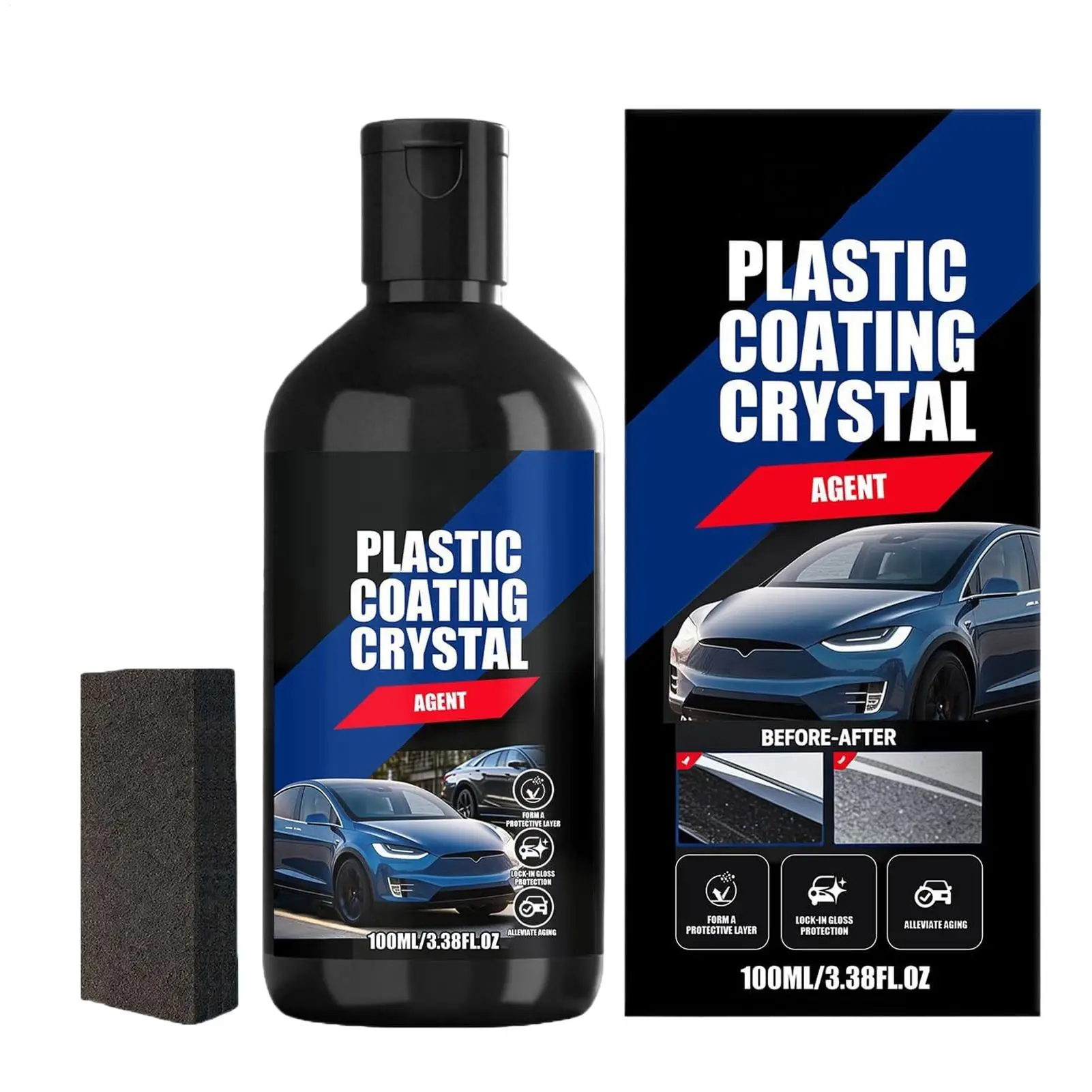 Trim Restorer Plastic - Auto Schwarze Zierleisten-Restaurierungscreme 100ml, Kratzer-Reparatur-Beschichtung für