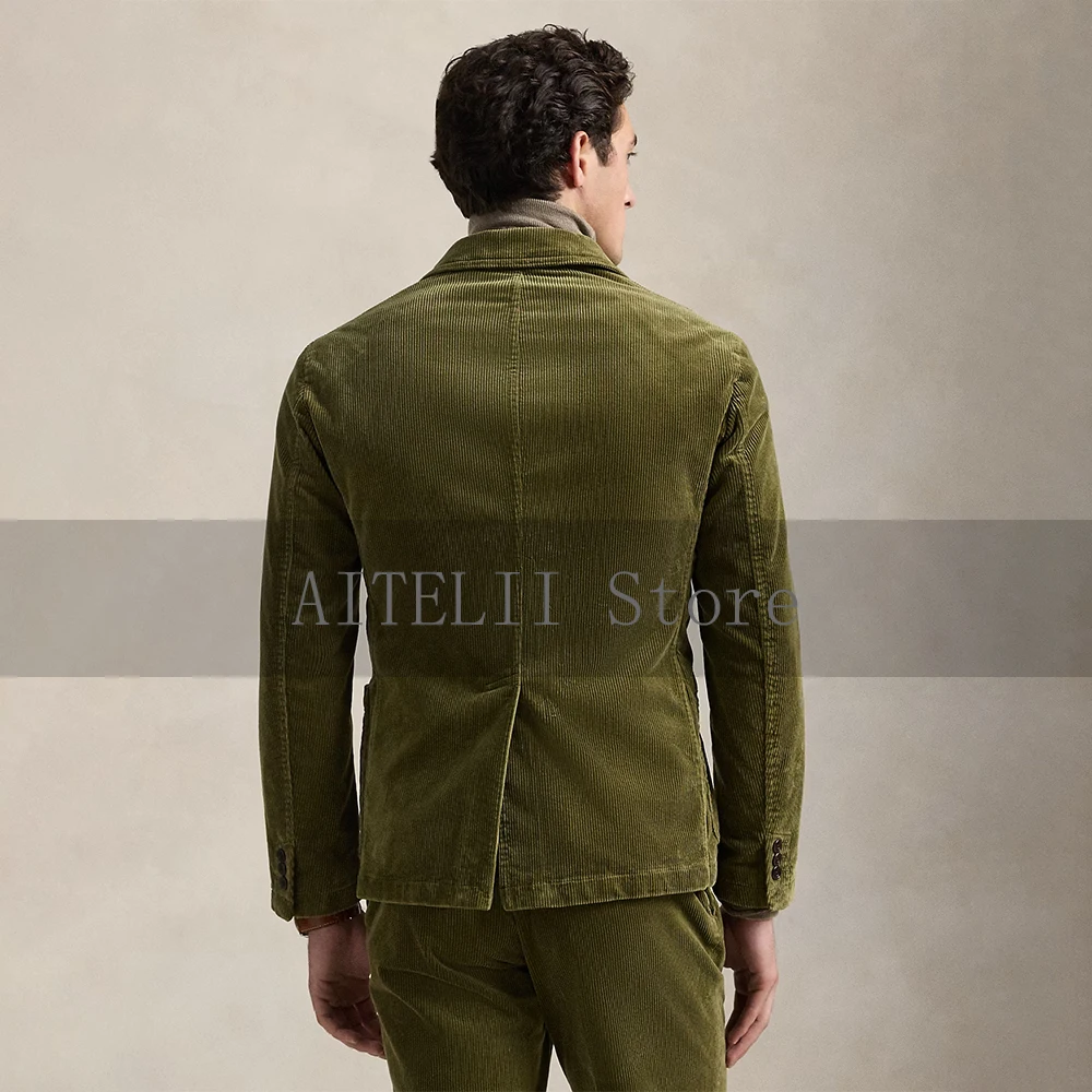 Elegant Mens Suit for Men Luxury Men\'s Corduroy Two-piece Suit Social Men\'s Suits Complete Suits Man Suite Costumes Ternos ، Set