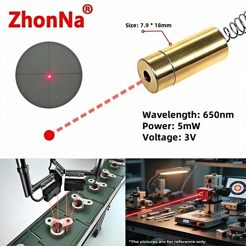 650nm 5mW Red Laser Module Industrial Grade Laser Positioning Size 7.9X18mm Tail Spring and Wire 2 Style (Optional) Voltage 3 to