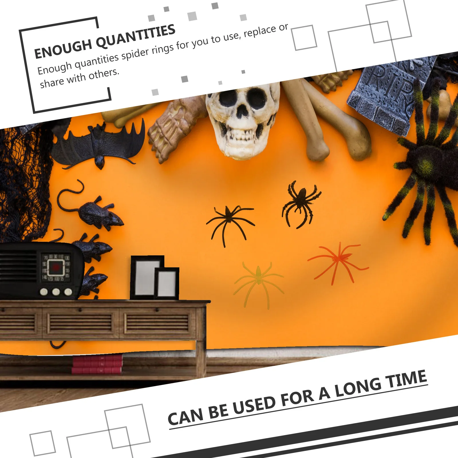 

100Pcs Halloween Glow-in-The-Dark Spider Rings Plastic Finger Adornments Party Costume Decoration Spider Ring Finger Decoration