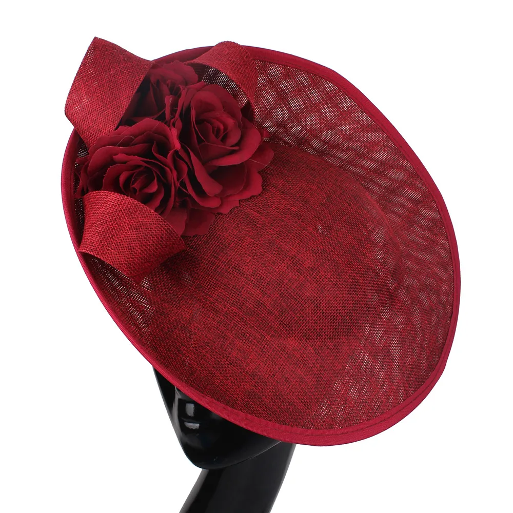 Ladies Big Deby Fascinators Hats Woman Marron Headpieces Flower Women Elegant Chapeau Cap Wedding Event Party Hair Accessories view 4