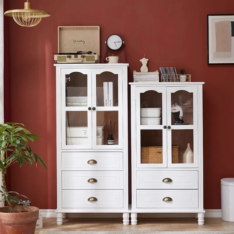 Cajón de estante de almacenamiento retro europeo, gabinete lateral de comedor, madera maciza, doble puerta, vino, sala de estar