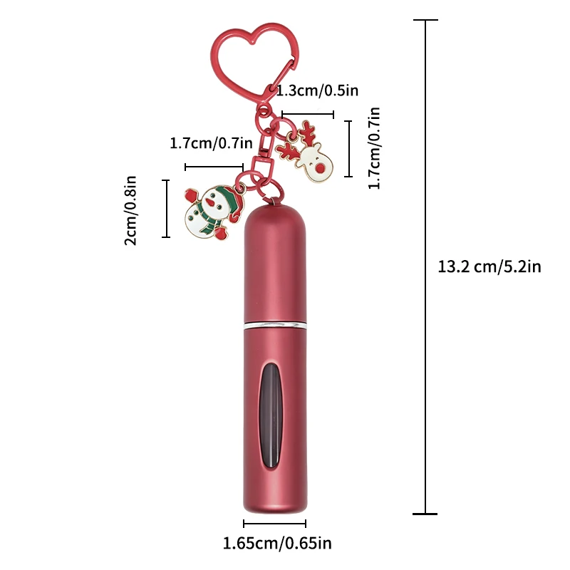 5ml/0.2oz Christmas Refillable Perfume Spray Bottle, Auto Bottom-Fill Pump, Santa & Tree Design, Clear Window, Mini Travel Atomi