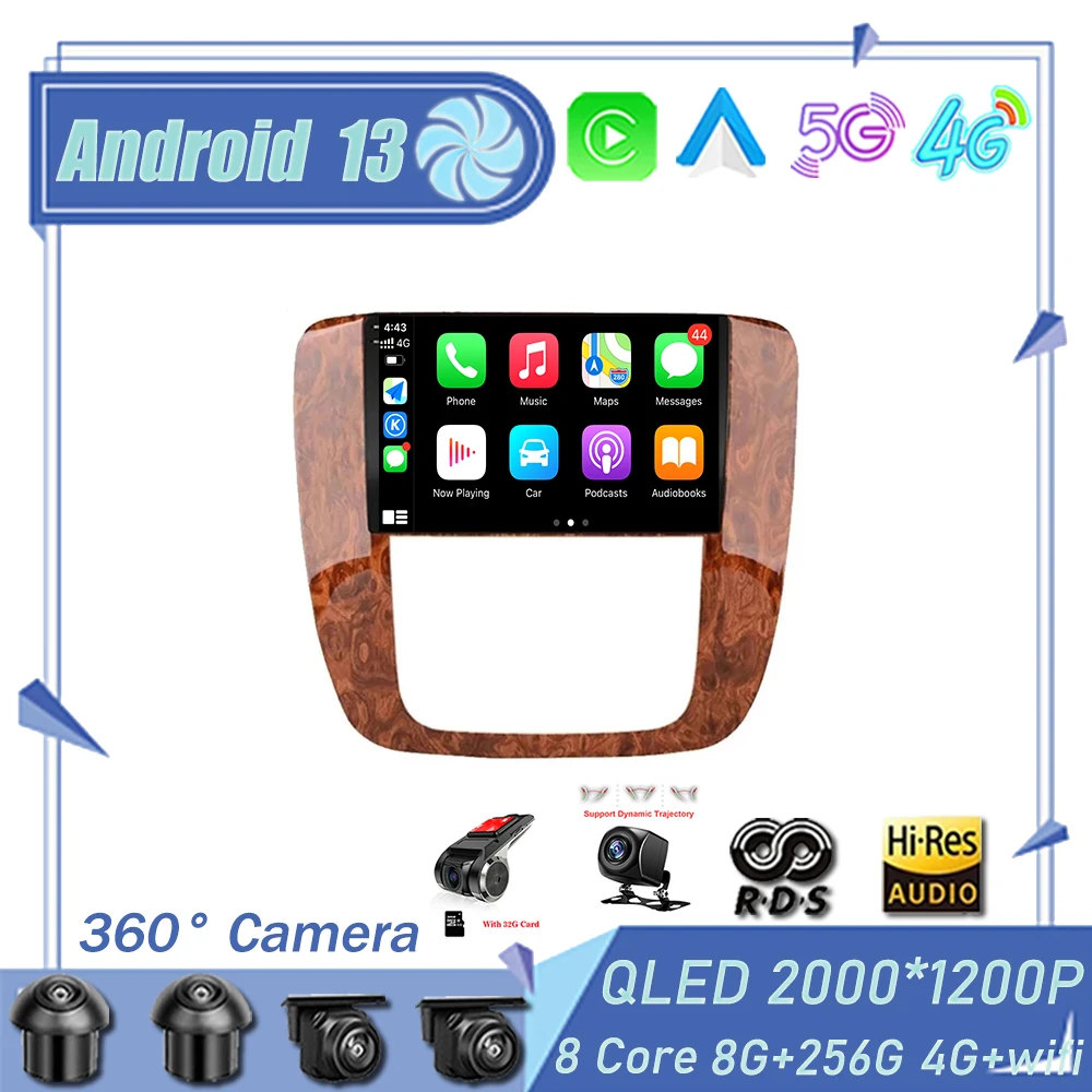 Android 13 For GMC Yukon Chevrolet Tahoe Suburban 2008- 2012 Car Radio Multimedia Video Player Audio FM GPS Navigation Carplay