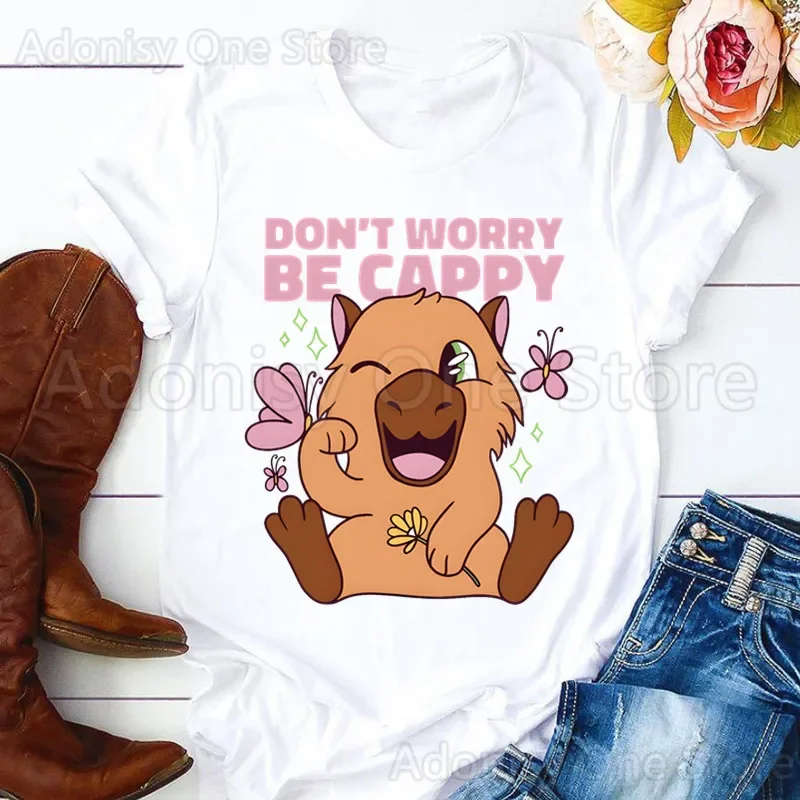 

Kawaii Capybara женский принт Harajuku летние футболки повседневная футболка с круглым вырезом и короткими рукавами, Прямая поставка