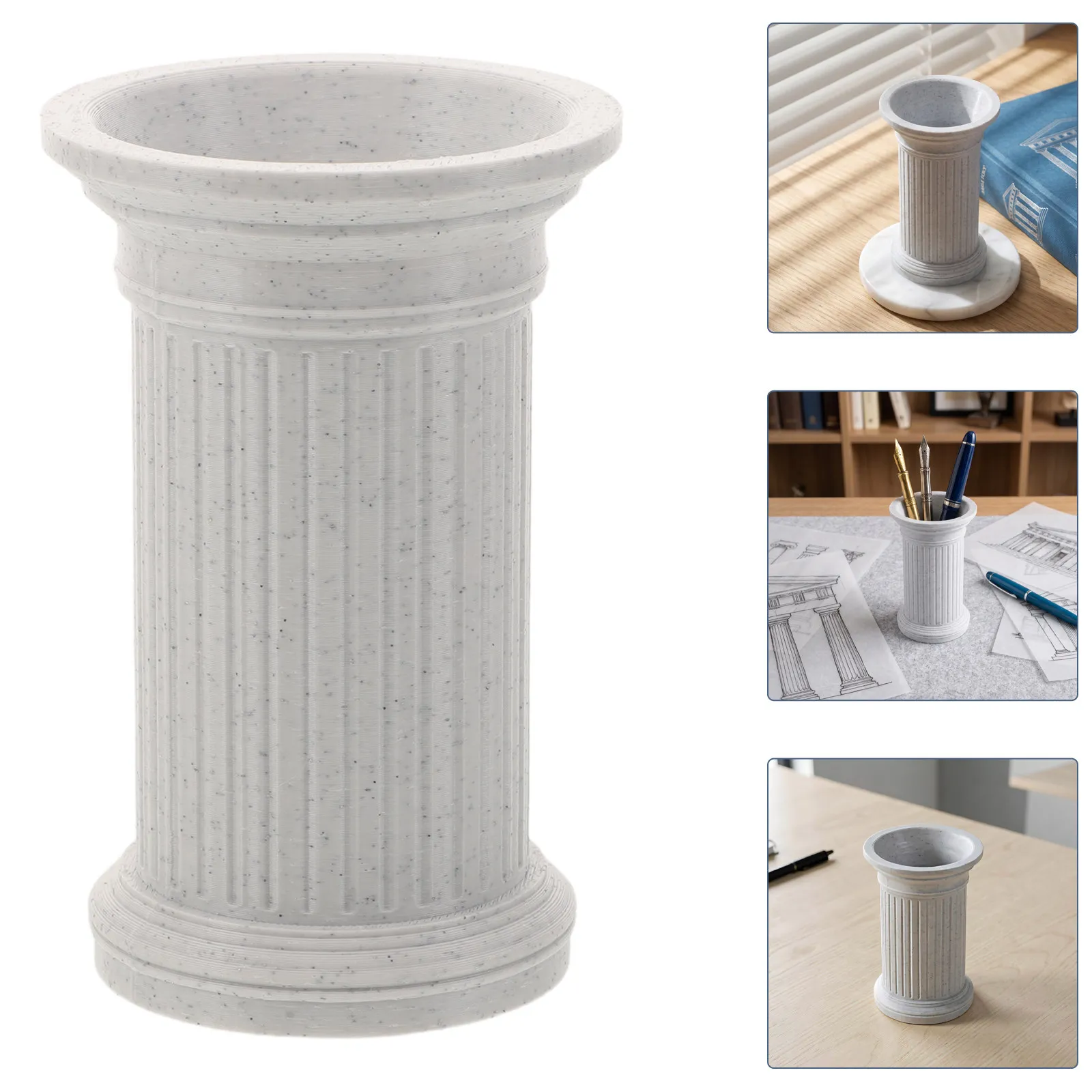Roman Column Pen Holder Decorative Desk Organizer Large Capacity Elegant Classical Style Office Study Room Home Decoration