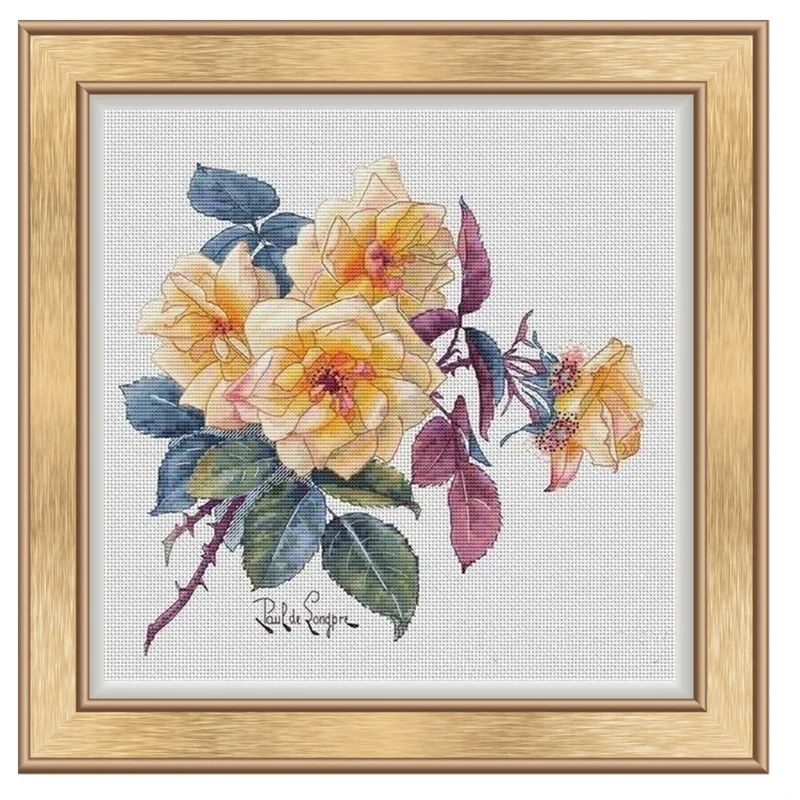 

Набор для вышивки крестом, дом с цветком желтой розы, чтобы убить время и снимать скуку, упаковка материалов для ручной вышивки.