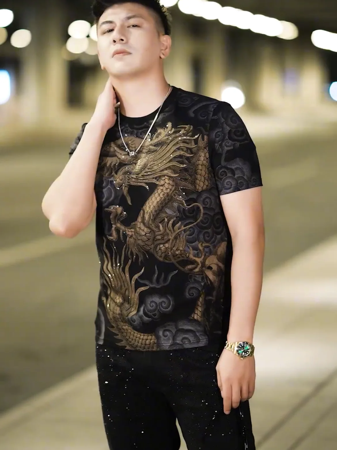 

Мужская золотистая футболка с круглым вырезом и коротким рукавом, приталенная, модная, летняя, из тонкого хлопка и полиэстера, размер M