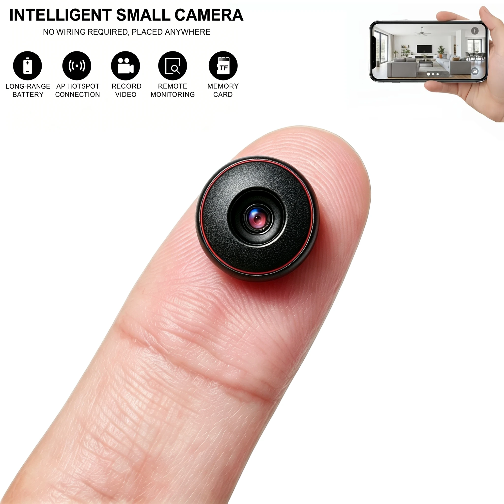 V17  Mini Wireless WiFi Home Security Camera, HD Wide Angle Lens, Remote Live View via Phone, Infrared Night Vision & Motion Detection Alert, Compact Size with Magnetic Mount, Indoor Surveillance Cam for Baby, Pet and Elder Monitoring