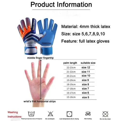 Imagen 2 del producto Guantes de portero de fútbol profesional para hombre, protección para los dedos, guantes de fútbol de látex grueso para niños y adultos