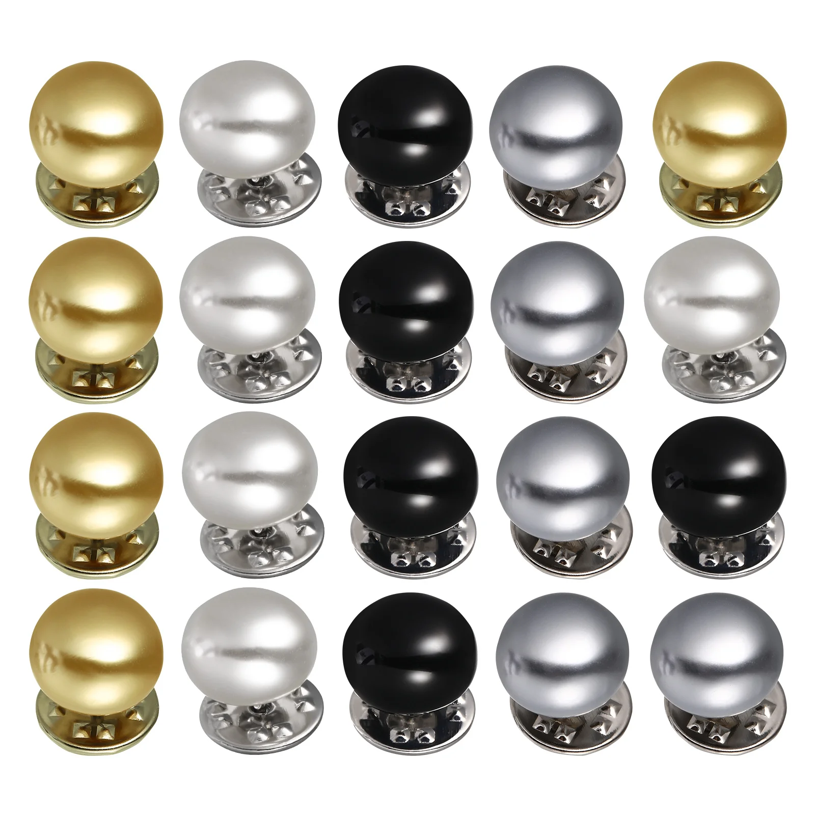 

20Pcs Safety Brooch Buttons Metal Pearl Pins for Women Shirts No Sewing Required Durable Lightweight Portable Easy to Use