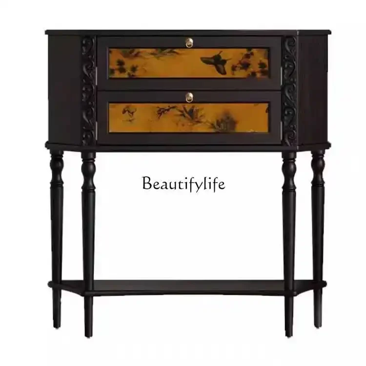 

Z.American retro solid wood porch table small apartment foyer living room wall locker