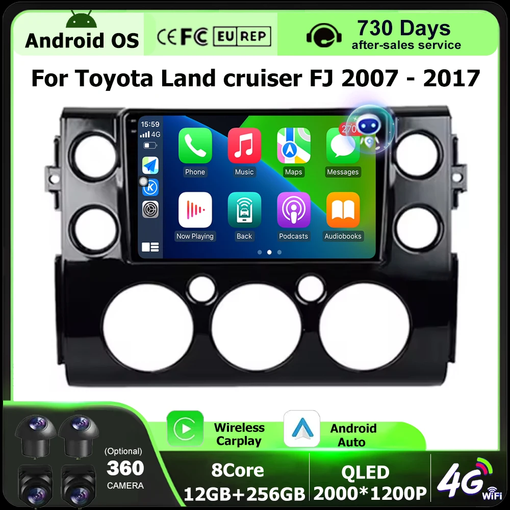 

Android Auto Carplay For Toyota Land cruiser FJ 2007 - 2017 Car Radio Multimedia Video Player Navigation GPS Head Unit No 2Din