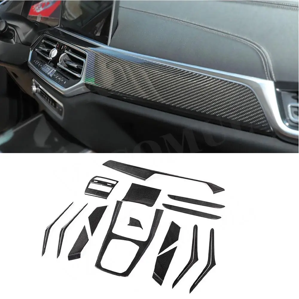 

VACOMUL Dry Carbon Car Door Inner Trim Strips Covers Stickers Inner Decoration for BMW X5 G05 2020+ Car Gear Shift Panel Storage