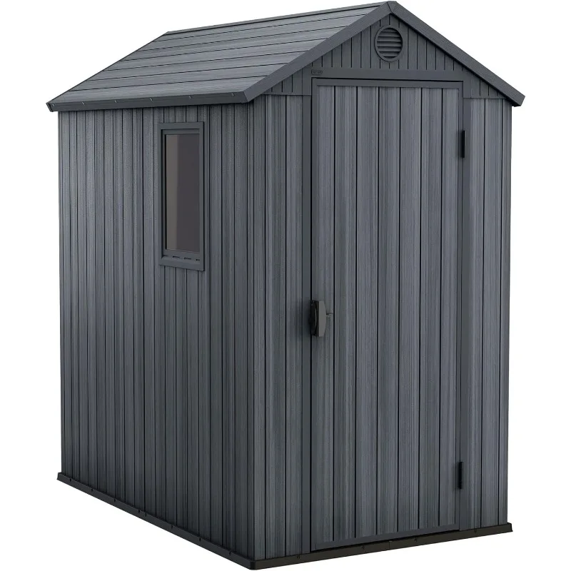 

Darwin 4x6 Ft All-Weather Storage Shed with Window, Built-in Ventilation, Customizable Walls, & Lockable Single Door