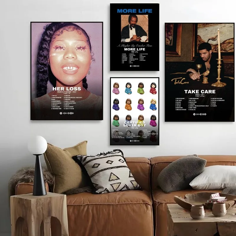 Drake Classic Album Cover Poster Rapper Music Album Take Care Her Loss Views Canvas Painting Wall Art for Living Room Home Decor