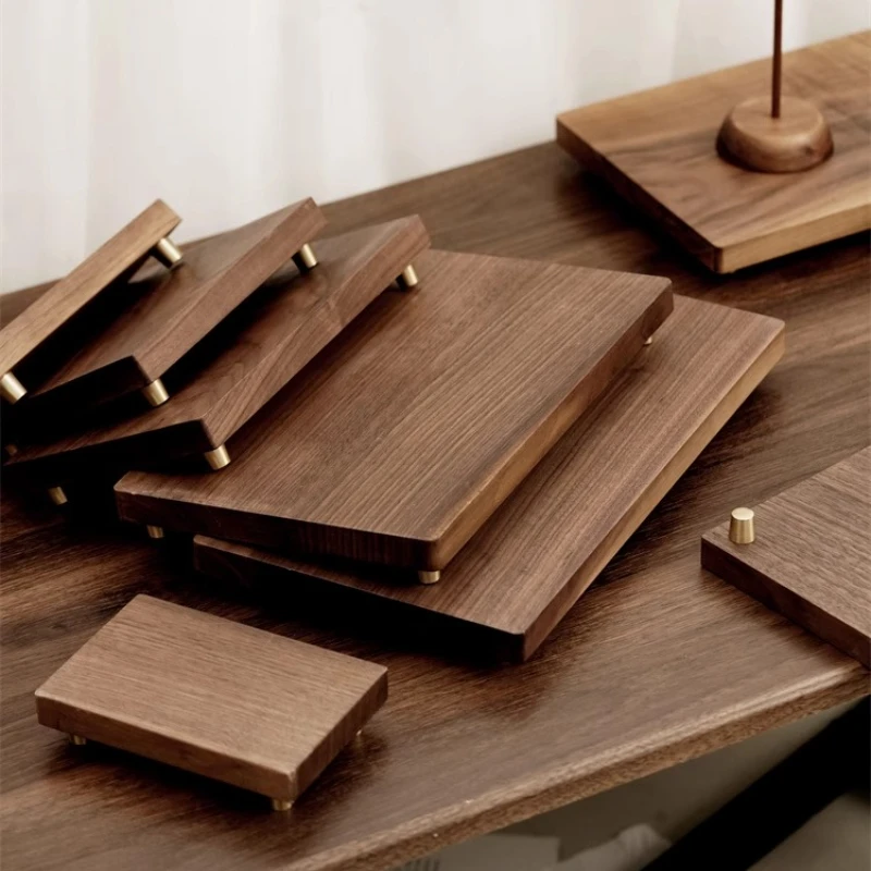 Black Walnut Wood Computer Elevated Tray Office Desktop Display Rack Display Screen Height Increase Base with Copper Legs