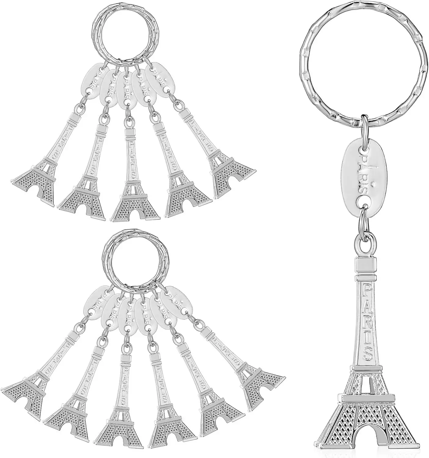 

10Pcs Silver Key Chain Eiffel Tower Keychain Key Fob Pendant Birthday Present