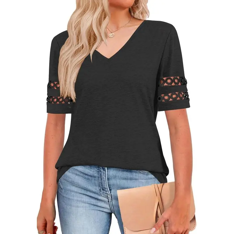 Womens Summer Tops Short Sleeve Shirts Trendy Blouses Beach Vacation Fashion Clothing Spring Outfits 2026