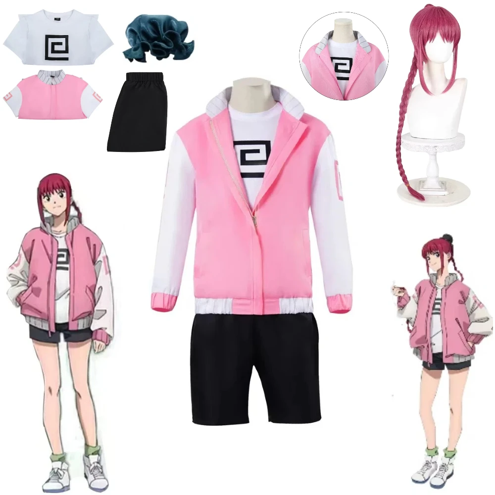 

Anime Sakamoto Days Cosplay Costume Lu Shaotang Pink Jacket with Wig Anime Role Play Outfit Halloween Carnival Cosplay Full Set