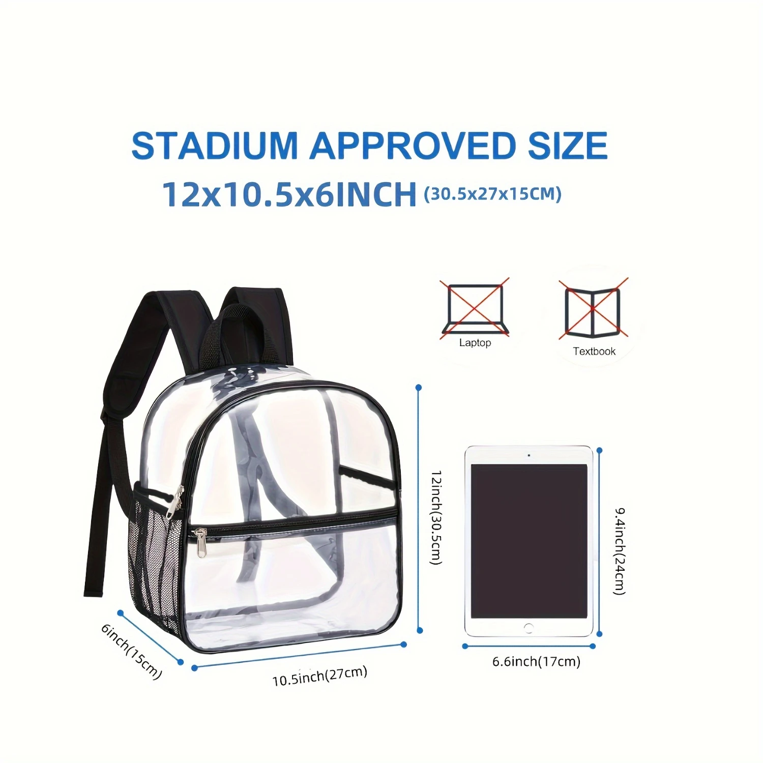 Transparent Backpack, Waterproof Clear Bag For Concerts Work Sports Events