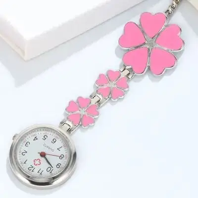 ساعة ممرضة مزخرفة للنساء، ساعة جيب صغيرة، مشبك معلق، فكرة هدية للرضاعة باللون الأبيض #6