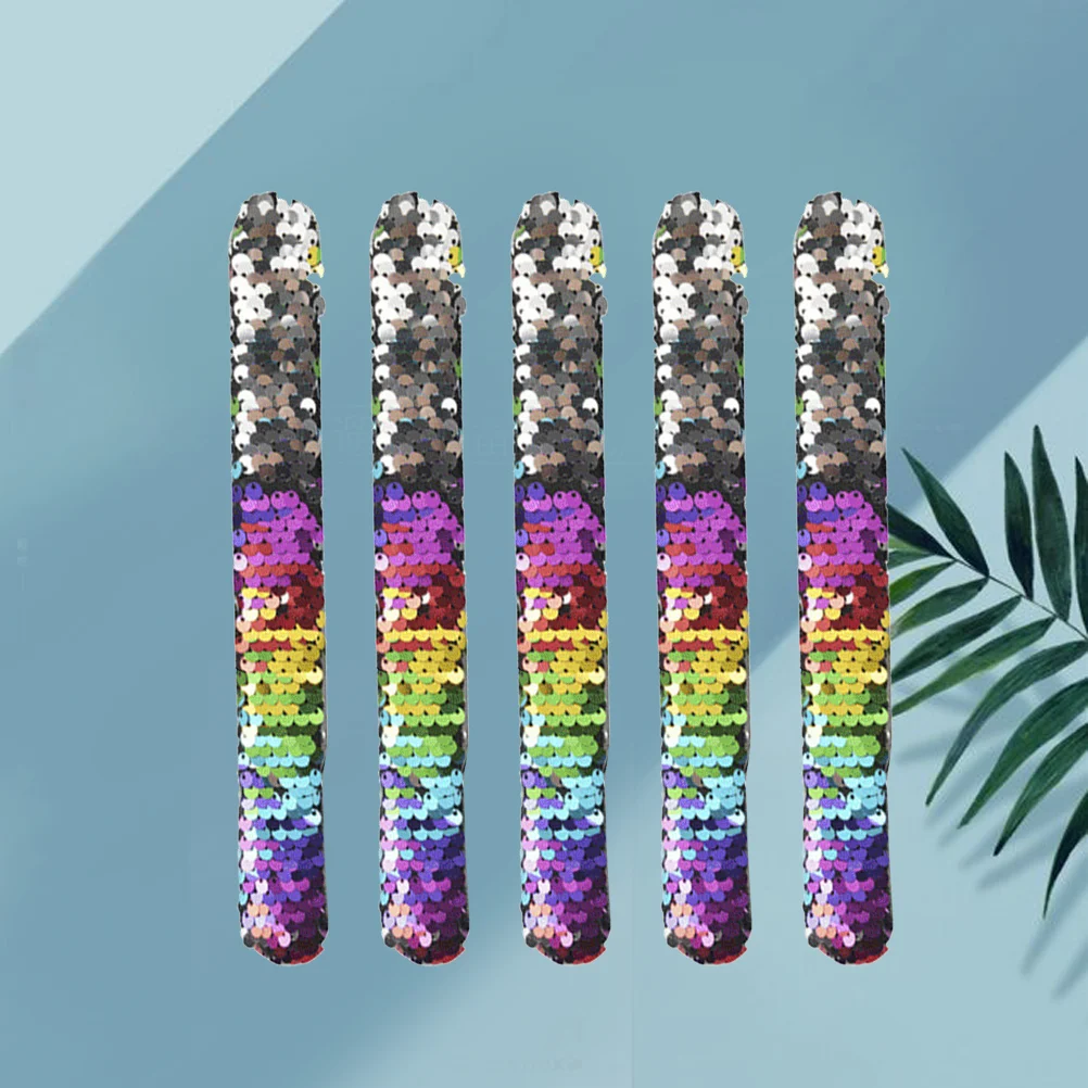 5 Pcs Bracelets Sequin Clap Ring Mermaid Sequins 22*3cm Children Wristband Colorful Kids