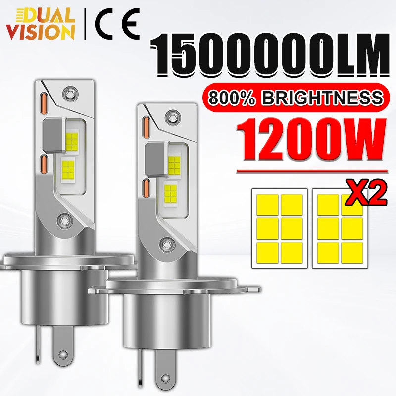 

H7 LED 1000 Вт мини - фара H4 лампочка беспроводной CSP чип автомобильный осветительный комплект диодный светильник турбореактивный 12V 6000K