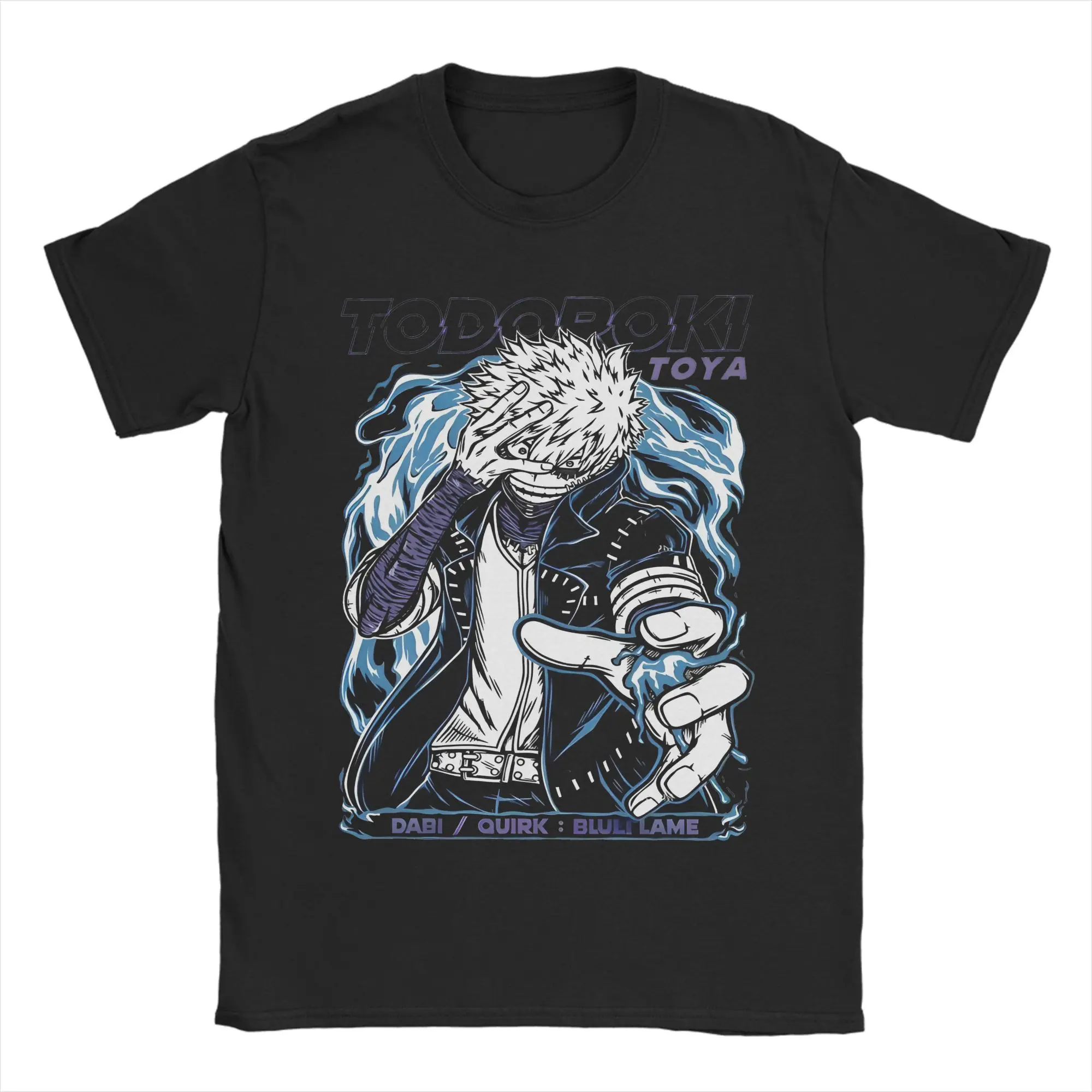 Camiseta Blue Fire Villain My Hero Academia para hombre, camiseta informal de algodón puro, camiseta de manga corta con cuello redondo, ropa de talla grande