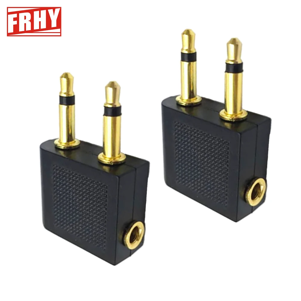 2PCS Aviation Headset Adapters - Convert Plane Seat Headphones to 3.5mm Jack Portable Perfect for Earphones on Flights.