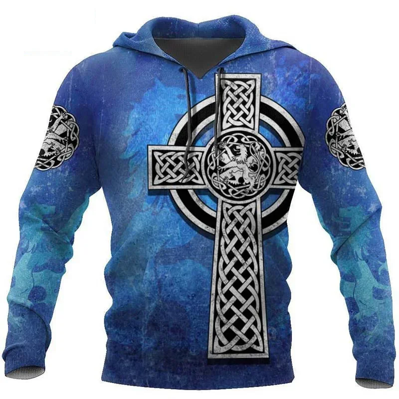 Viking Mythology Pattern Print Men's Hoodie Spring New Fashion Style Hooded Top Casual Harajuku Streetwear Oversized