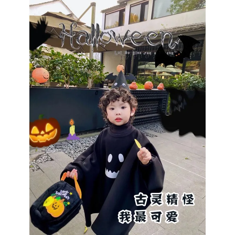 Disfraz de fantasma de Halloween para niños, conjunto de capa, traje de fiesta para niños y niñas en edad preescolar, Color puro