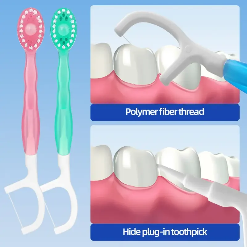 Portable Travel Toothbrush Set Disposable Mini Toothbrushes with Toothpaste Tongue Scraper Flosses Kit Disposable Toothbrushes
