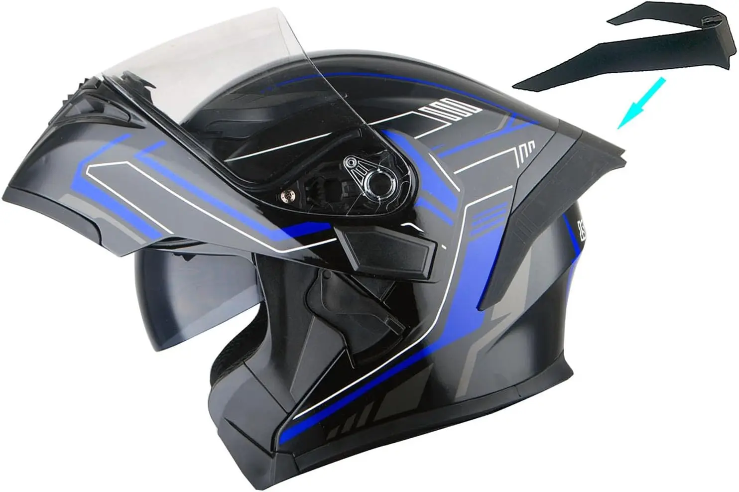 Motorcycle Modular Full Face Helmet Flip up Dual Visor Sun Shield: HB89 Arrow Blue