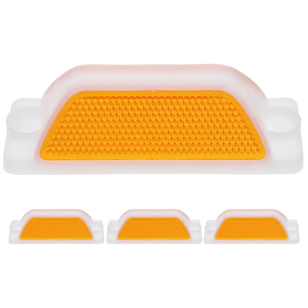 4pcs Reflective Road Pavement Marker Driveway Entrance Reflectors Guardrail Delineators Rectangular Design Bright Color Traffic