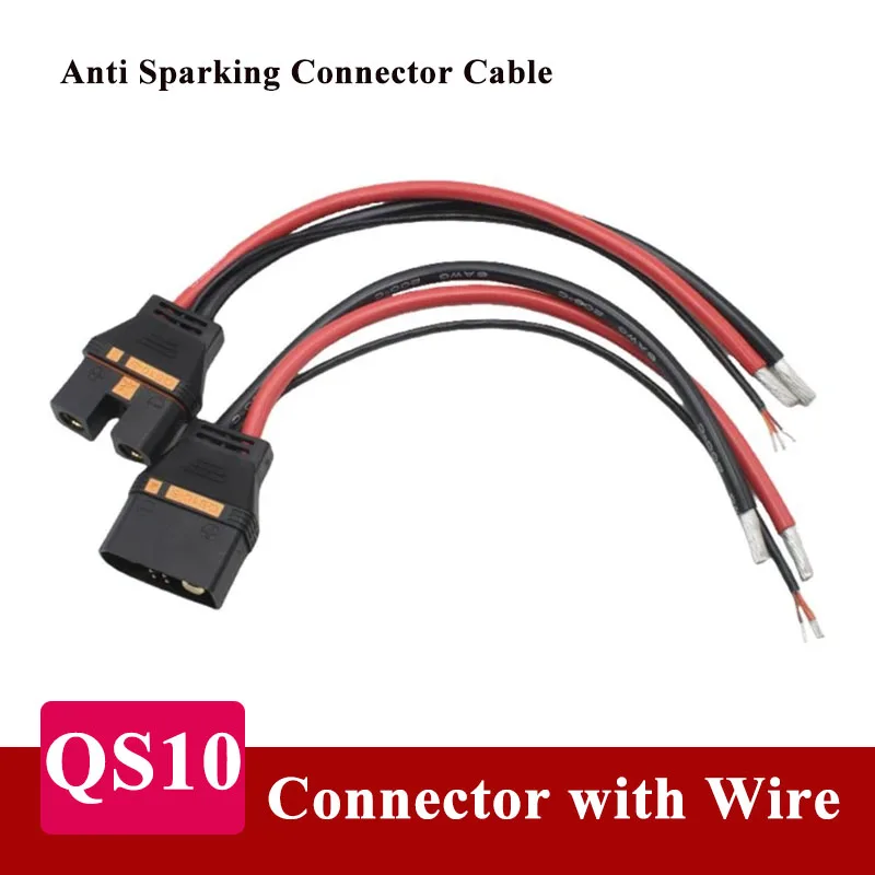 Anti Sparking QS10-S Connector with 30CM 6AWG Cable QS9L Injection Molded Plug w Signal Wire High Current Male Female Connectors