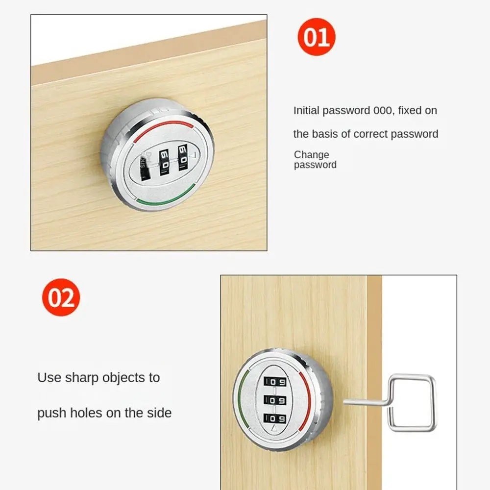 New Zinc Alloy Drawer Combination Lock 3 Digital Code Anti-Theft Password Locker Hardware Furniture Wardrobe Code Lock Cabinet