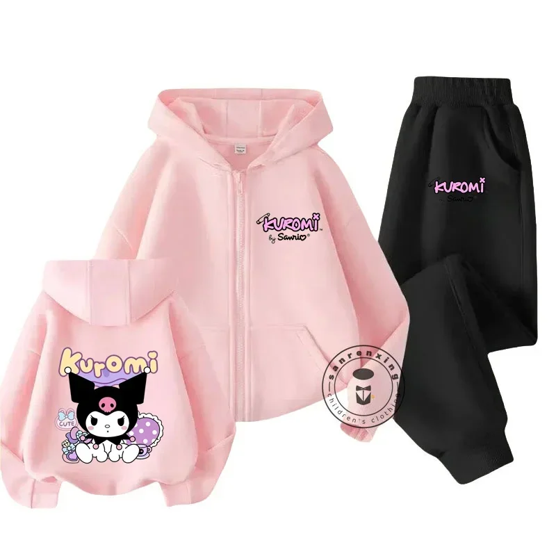 Kuromi Zipper Hoodies Set Girls Cinnamoroll Sweatshirt Autumn And Winter Long Sleeve Harajuku Pullovers Series Stich Casual