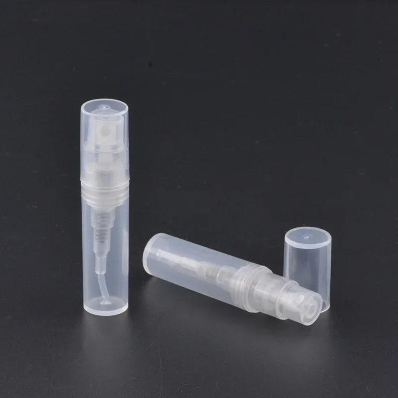 200Pcs 2ml Plastic Spray Bottle Black White Transparent Fine Mist Spray Perfume Sample Vials Atomizer Refillable Bottles Sprayer