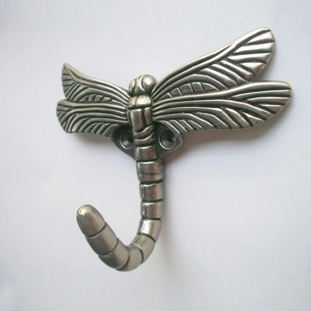 Wall-mounted Punch Zinc Alloy Dragonfly Shaped Wall Hanger Clothes Coat Purse Bag Hat Hanger Shower Hook Robe Hook