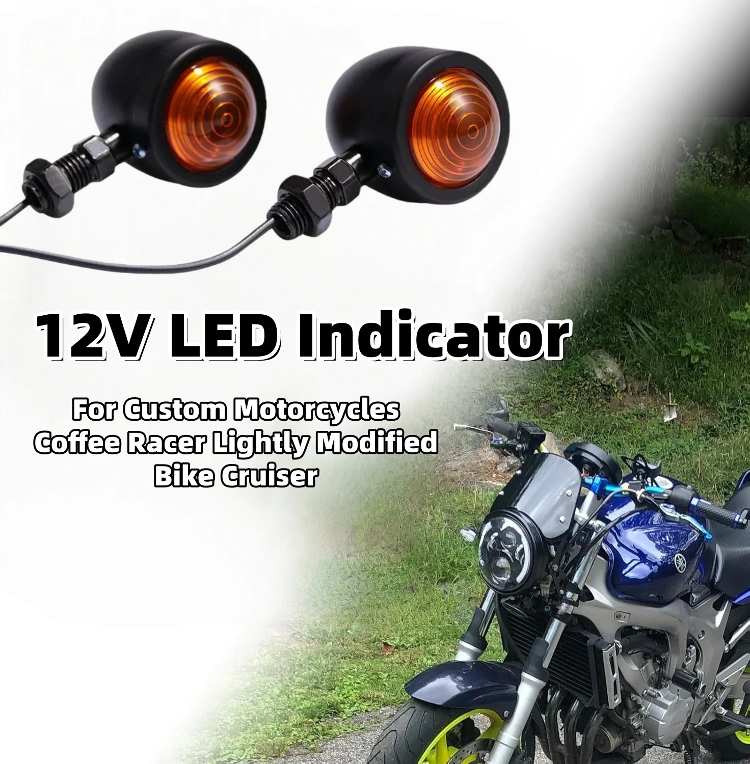2PCS Motorcycle LED Lighting Indicator Motorcycle Decor Lamp For Custom Motorcycles Coffee Racer Lightly Modified Bike Cruiser