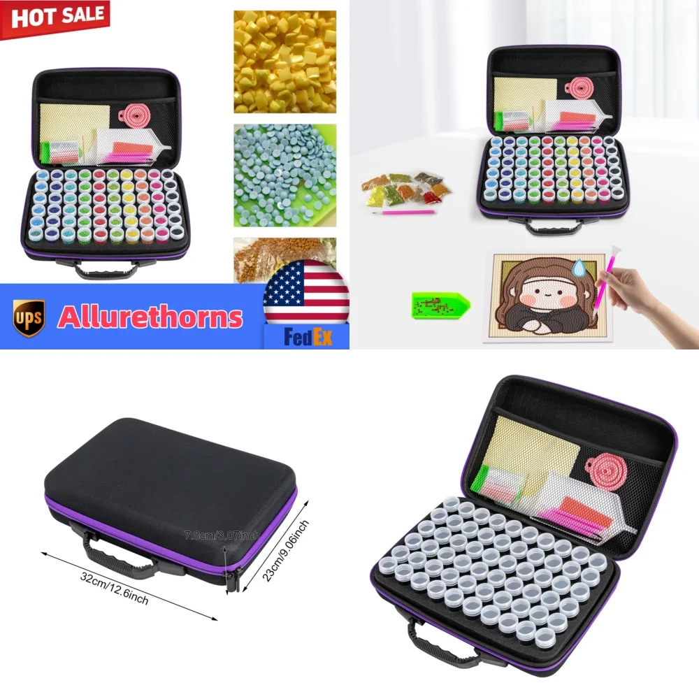 

64 Grid Diamond Painting Storage Box Bead Organizer Tray for Art Craft Embroidery Rhinestone Sorting Case DIY Needlework Tool