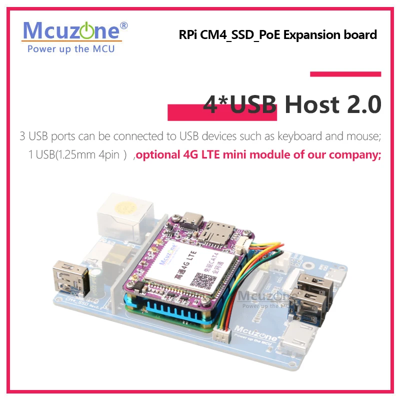 Raspberry Pi CM4 SSD_PoE Expansion board,support 2242/2280 NVME M.2, CSI,DSI,4G LTE,POE power