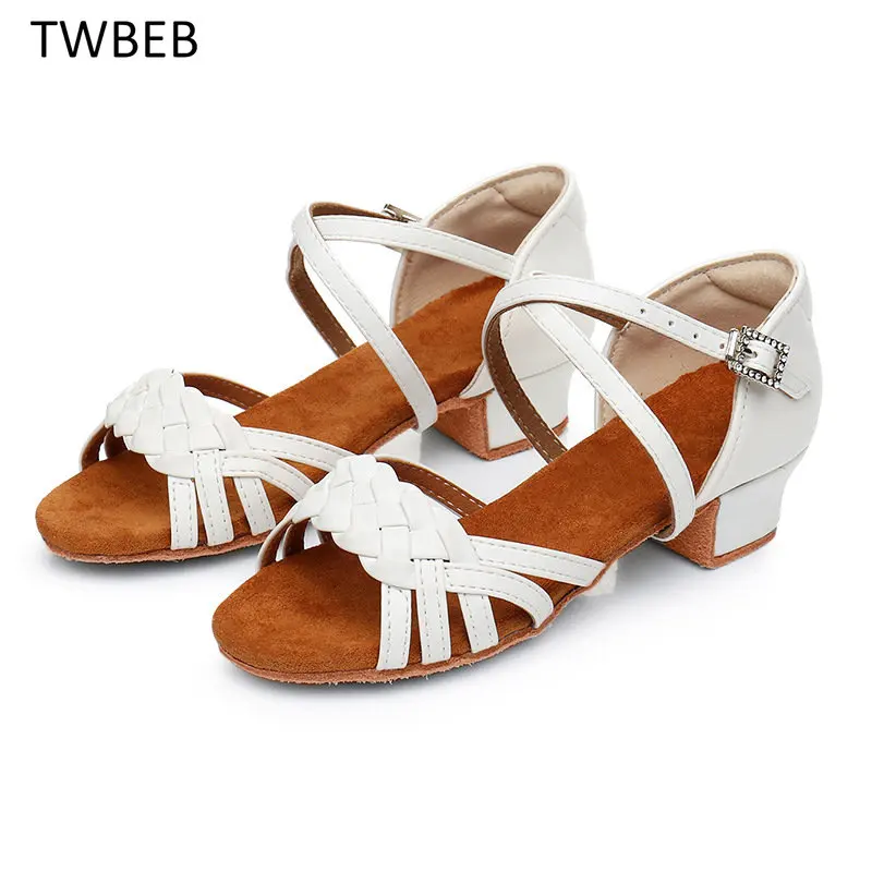 

Women Tango Dance Shoes Girls Latin Modern Ballroom Shoes Pu/Satin Soft Bottom Dancing Shoes Children Kids Low Heel Dance Shoes