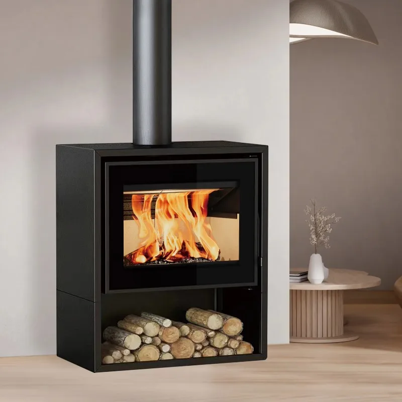 

11.8KW R1202A Freestanding Simple Design Black Steel Eco-Friendly Wood Burning Stove Heater Indoor Heating Wood Fireplace